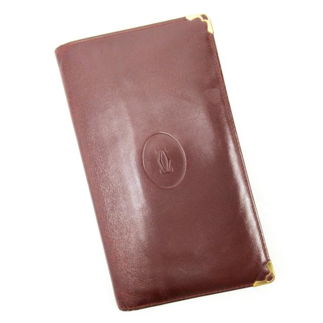 【BIGお買い物ラリー★30%OFFセール中】カルティエ CARTIER 札入れマストライン ボルドー レディース 中古