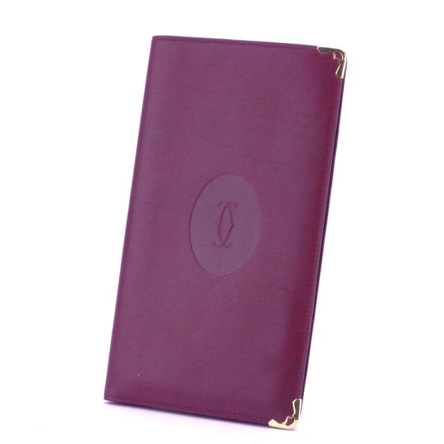 【BIGお買い物ラリー★30%OFFセール中】カルティエ CARTIER 札入れマストライン ボルドー ゴールド レディース 中古