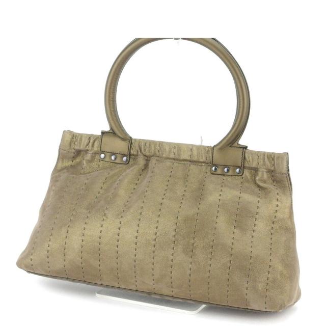 【BIGお買い物ラリー★30%OFFセール中】サルヴァトーレフェラガモ Salvatore Ferragamo トートバッグステッチ ブラウン ゴールド シルバー レディース 中古