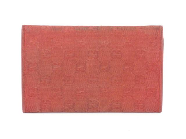グッチ GUCCI 長財布GGキャンバス レッド シルバー レディース 中古_1