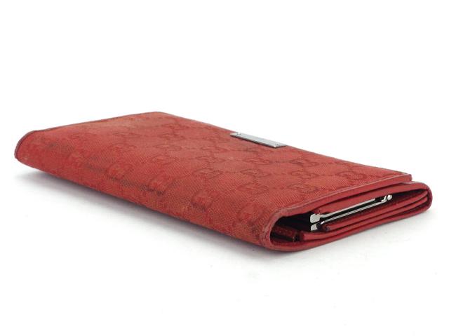 グッチ GUCCI 長財布GGキャンバス レッド シルバー レディース 中古_2