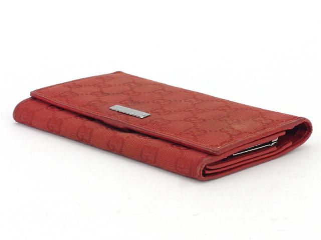 グッチ GUCCI 長財布GGキャンバス レッド シルバー レディース 中古_3