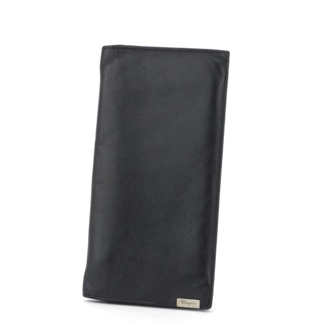 【X'masセール★30%OFF】サルヴァトーレフェラガモ Salvatore Ferragamo 長財布ロゴプレート ブラック シルバー レディース 中古