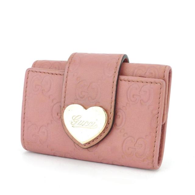 【BIGお買い物ラリー★30%OFFセール中】グッチ GUCCI キーケースグッチシマ ハートプレート ピンク ゴールド レディース 中古