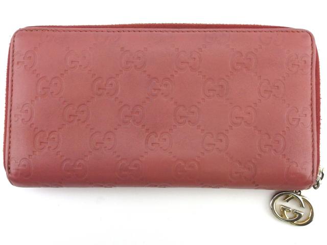 【週末タイムSALE★30%OFF】グッチ GUCCI 長財布グッチシマ ピンク レディース 中古