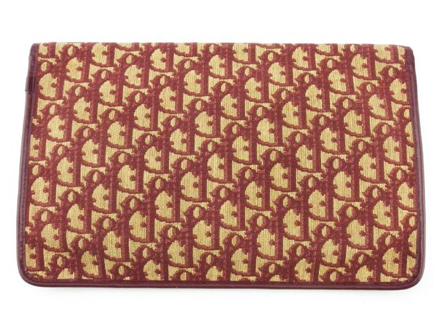 【BIGお買い物ラリー★30%OFFセール中】ディオール Dior クラッチバッグトロッター オールドディオール ボルドー ベージュ ゴールド レディース 中古 ディオール Dior クラッチバッグトロッター オールドディオール