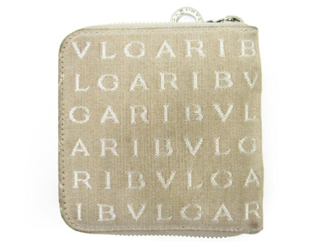 ブルガリ BVLGARI 二つ折り財布 ロゴマニア ベージュ レディース