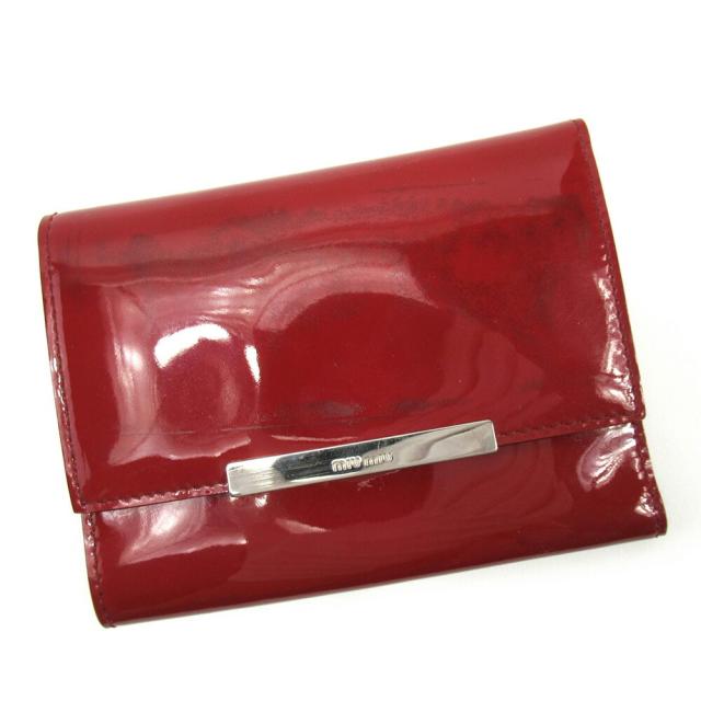 【BIGお買い物ラリー★30%OFFセール中】ミュウミュウ MIUMIU 三つ折り財布 ボルドー レディース 中古