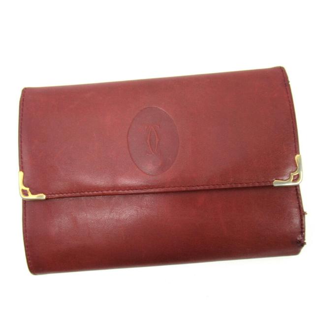 【BIGお買い物ラリー★30%OFFセール中】カルティエ CARTIER 二つ折り財布マストライン ボルドー レディース 中古