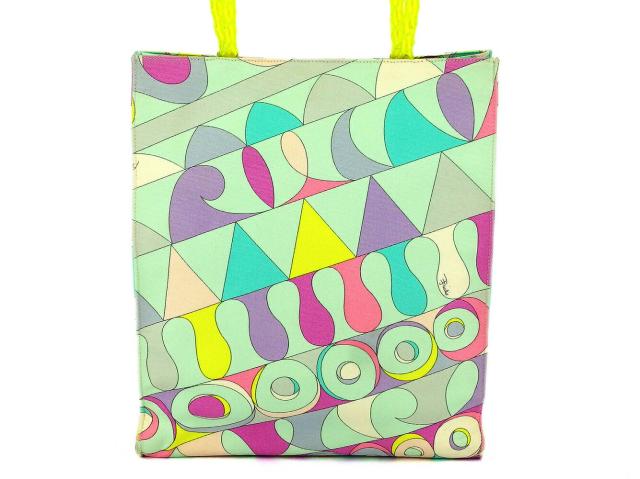 【30％OFF★週末タイムセール】エミリオプッチ Emilio Pucci トートバッグプッチ（柄） グリーン ピンク パープル系 レディース 中古_1