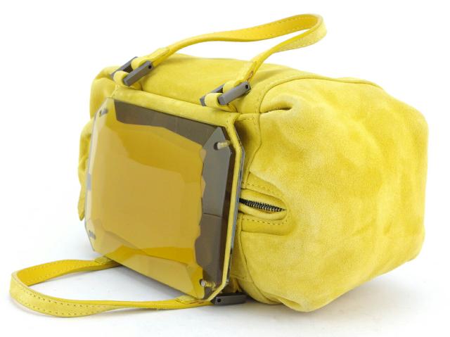 【GWタイムセール】フェンディ FENDI ハンドバッグミラー付き ボックス型 イエロー シルバー レディース 中古_2