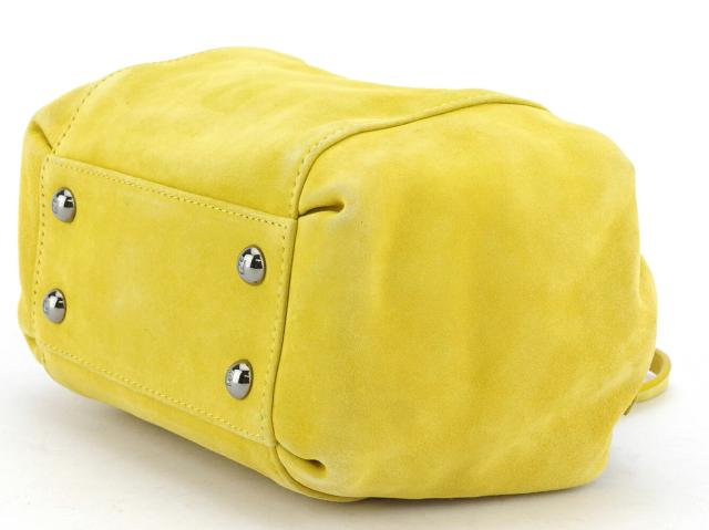 【GWタイムセール】フェンディ FENDI ハンドバッグミラー付き ボックス型 イエロー シルバー レディース 中古_3
