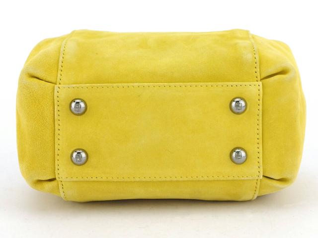 【GWタイムセール】フェンディ FENDI ハンドバッグミラー付き ボックス型 イエロー シルバー レディース 中古_4
