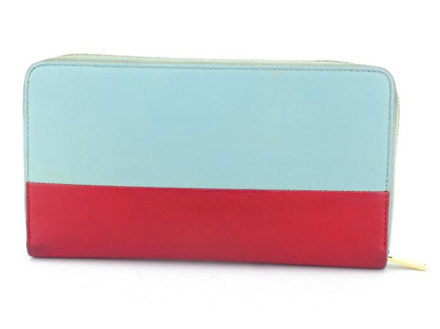 セリーヌ CELINE 長財布バイカラー ブルー レッド ゴールド レディース 中古_1