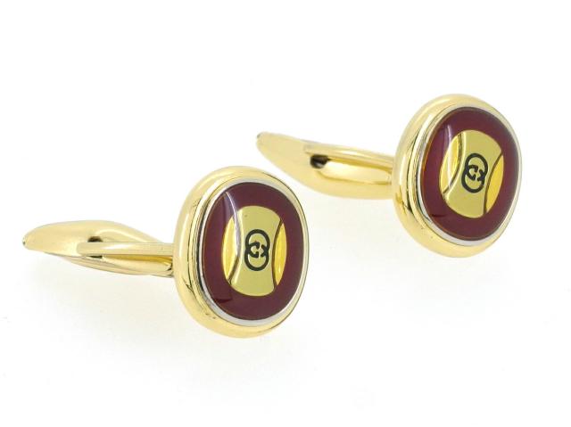 【週末タイムセール】グッチ GUCCI カフスインターロッキング オールドグッチ ゴールド ボルドー レディース 中古_5
