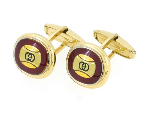 【週末タイムセール】グッチ GUCCI カフスインターロッキング オールドグッチ ゴールド ボルドー レディース 中古_6
