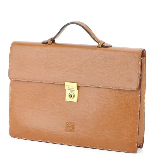 【BIGお買い物ラリー★30%OFFセール中】ロエベ LOEWE ビジネスバッグアナグラム ブラウン レディース 中古