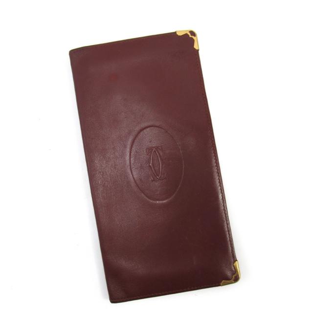 【BIGお買い物ラリー★30%OFFセール中】カルティエ CARTIER 札入れマストライン ボルドー レディース 中古