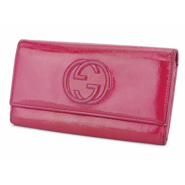 【BIGお買い物ラリー★30%OFFセール中】グッチ GUCCI 長財布インターロッキング ピンク レディース 中古
