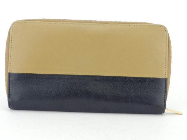 【週末タイムSALE★30%OFF】セリーヌ CELINE 長財布 ベージュ ブラック レディース 中古