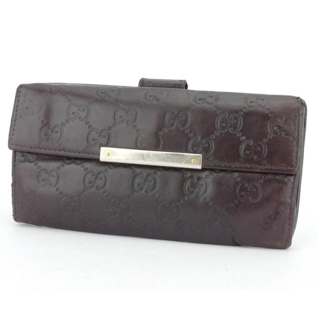 【BIGお買い物ラリー★30%OFFセール中】グッチ GUCCI 長財布グッチシマ ブラウン レディース 中古