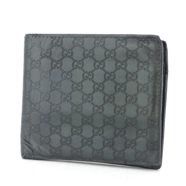 【BIGお買い物ラリー★30%OFFセール中】グッチ GUCCI 二つ折り財布グッチシマ グレー 灰色 レディース 中古