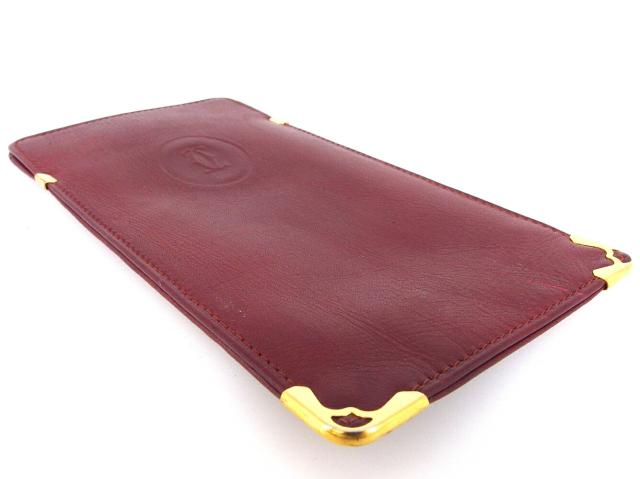 【週末セール★30％OFF】カルティエ CARTIER メガネケースマストライン ボルドー ゴールド レディース 中古_2
