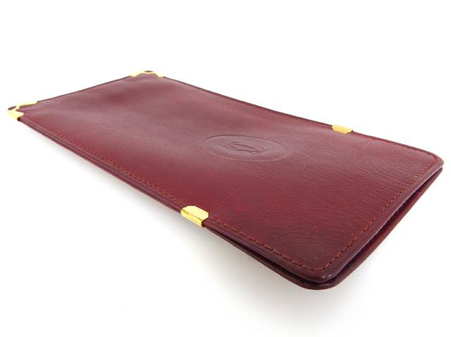 【週末セール★30％OFF】カルティエ CARTIER メガネケースマストライン ボルドー ゴールド レディース 中古_3