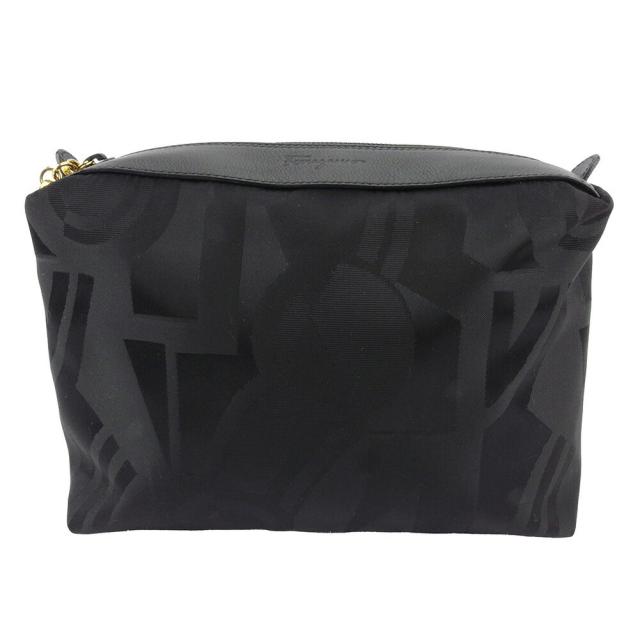【BIGお買い物ラリー★30%OFFセール中】サルヴァトーレフェラガモ Salvatore Ferragamo ポーチ柄 ブラック ゴールド レディース 中古