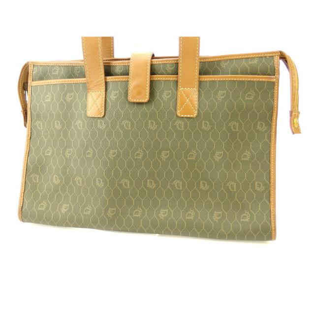 【X'masセール★30%OFF】ディオール Dior トートバッグロゴ柄 オールドディオール グリーン ベージュ ブラウン レディース 中古