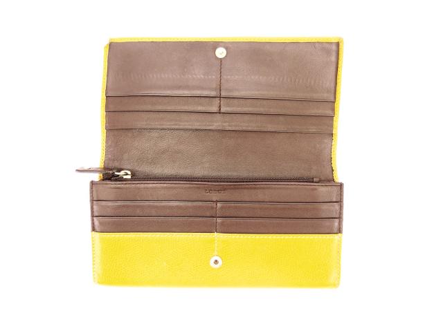 ロエベ LOEWE 長財布アナグラムマーク イエロー ブラウン ゴールド レディース 中古_4