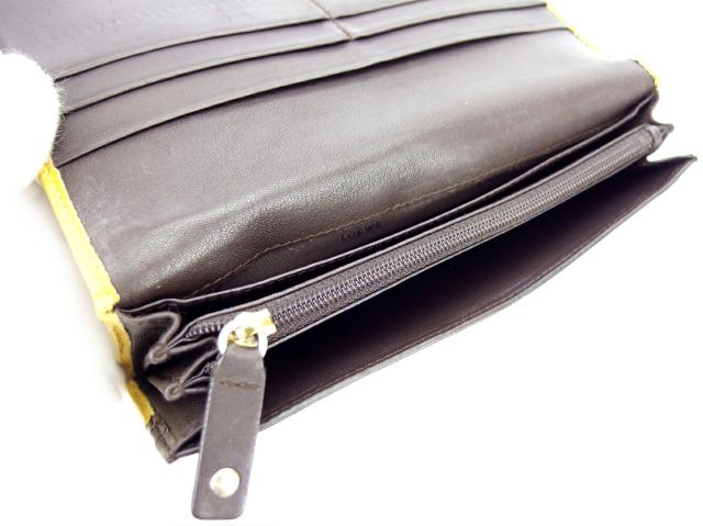 ロエベ LOEWE 長財布アナグラムマーク イエロー ブラウン ゴールド レディース 中古_5