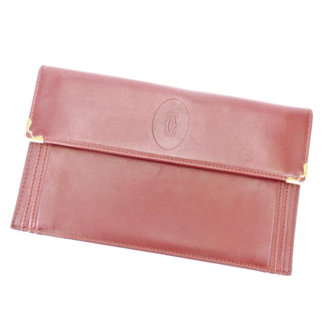 【30％OFF★週末タイムSALE】カルティエ CARTIER トラベルケースマストライン ボルドー ゴールド レディース 中古
