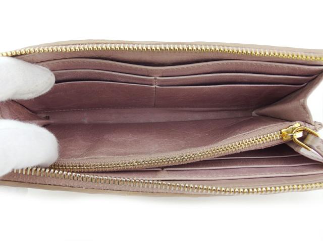 【30％OFF★週末タイムSALE】ミュウミュウ MIUMIU 長財布マテラッセ ベージュ ピンク ゴールド レディース 中古_5