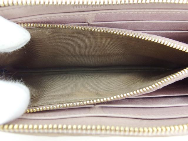 【30％OFF★週末タイムSALE】ミュウミュウ MIUMIU 長財布マテラッセ ベージュ ピンク ゴールド レディース 中古_6