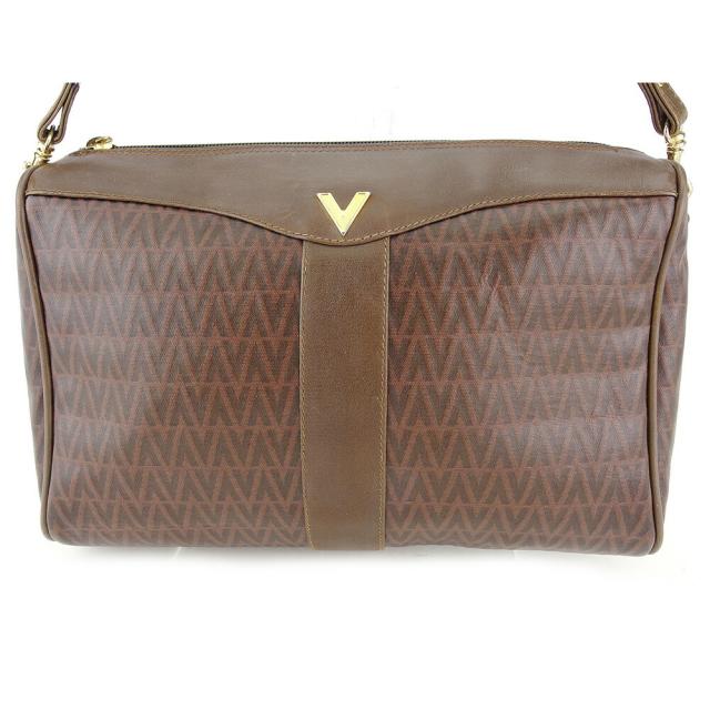 【BIGお買い物ラリー★30%OFFセール中】マリオ・ヴァレンティノ MARIO VALENTINO ショルダーバッグVマーク ブラウン ゴールド レディース 中古