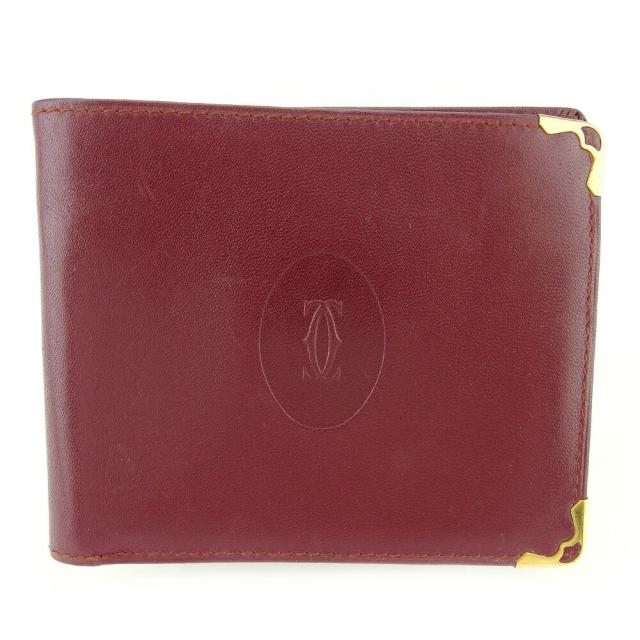 【BIGお買い物ラリー★30%OFFセール中】カルティエ CARTIER 札入れマストライン ボルドー ゴールド レディース 中古