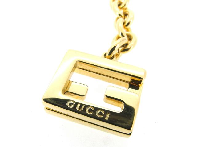 【30％OFF★週末タイムセール】グッチ GUCCI キーホルダーGマーク ゴールド レディース 中古_6