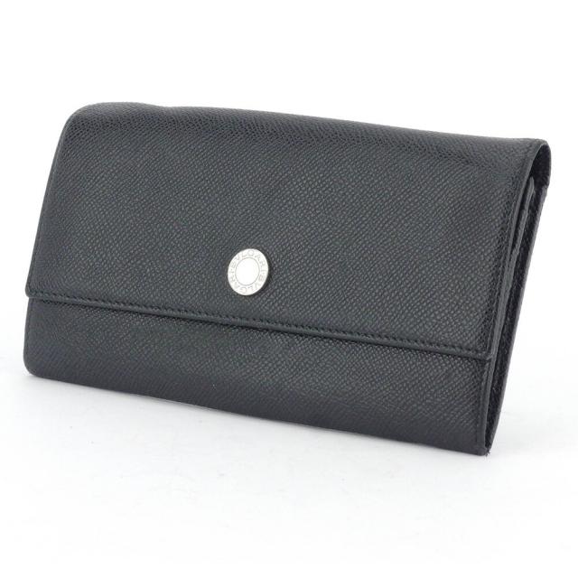 【BIGお買い物ラリー★30%OFFセール中】ブルガリ BVLGARI 長財布ロゴボタン ブラック シルバー レディース 中古