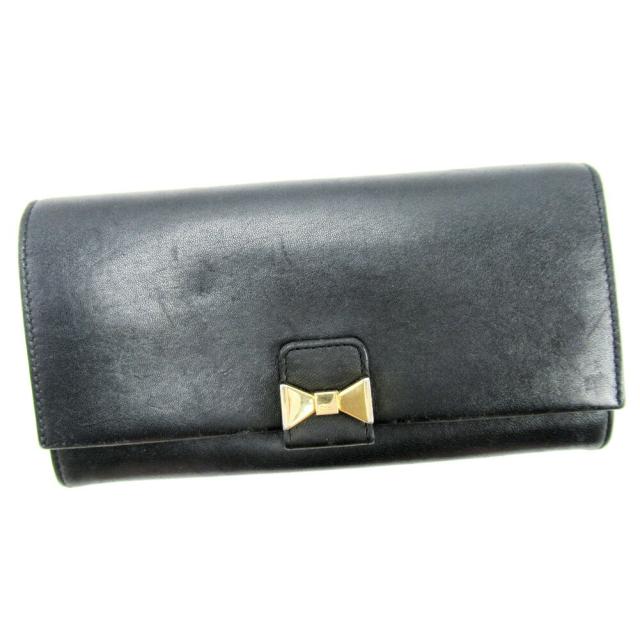 【BIGお買い物ラリー★30%OFFセール中】クロエ Chloe 長財布リボンモチーフ ブラック レディース 中古