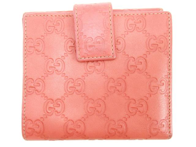 グッチ GUCCI 二つ折り財布グッチシマ ピンク レディース 中古_1