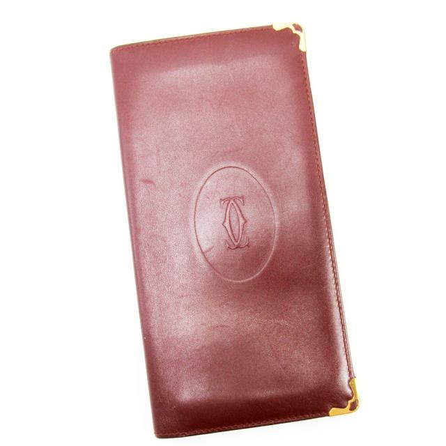 【BIGお買い物ラリー★30%OFFセール中】カルティエ CARTIER 札入れマストライン ボルドー レディース 中古