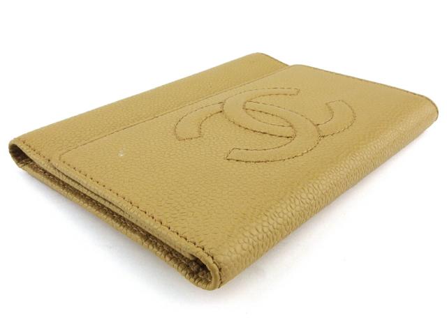 シャネル CHANEL 三つ折り財布ココマーク オールドシャネル ベージュ