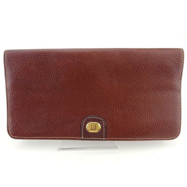 【BIGお買い物ラリー★30%OFFセール中】ダンヒル Dunhill 長財布ロゴプレート ブラウン ゴールド レディース 中古