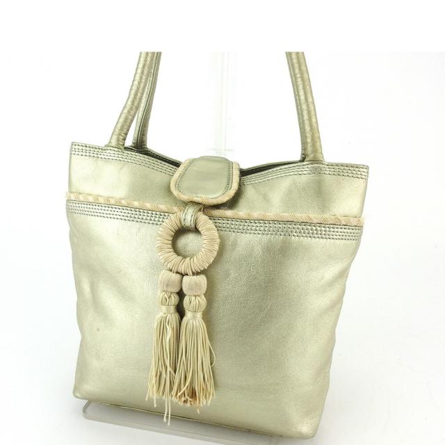 【BIGお買い物ラリー★30%OFFセール中】ロエベ LOEWE トートバッグタッセル ゴールド ベージュ レディース 中古