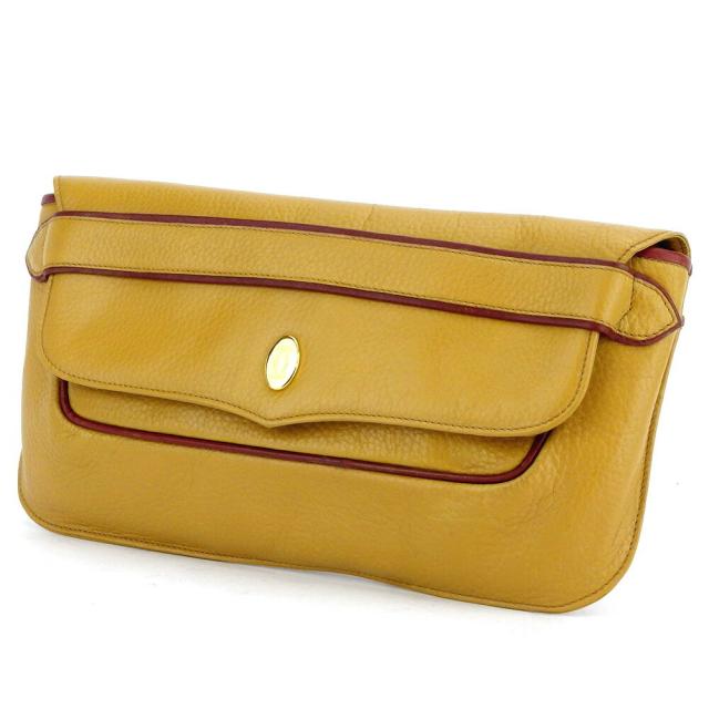 【BIGお買い物ラリー★30%OFFセール中】カルティエ CARTIER クラッチバッグマストライン イエロー ボルドー ゴールド レディース 中古