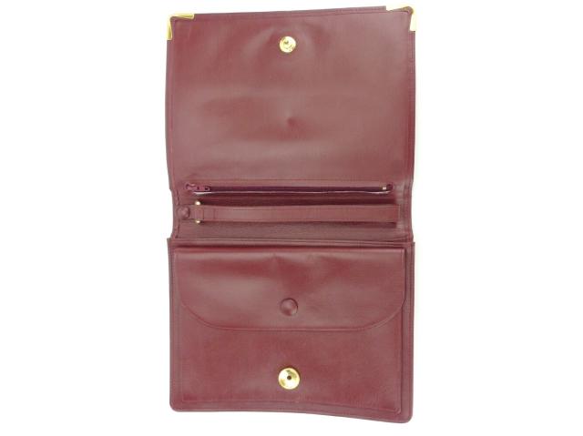 【30％OFF★土日ひと休み大売り出し】カルティエ CARTIER クラッチバッグマストライン ボルドーワイン ゴールド レディース 中古