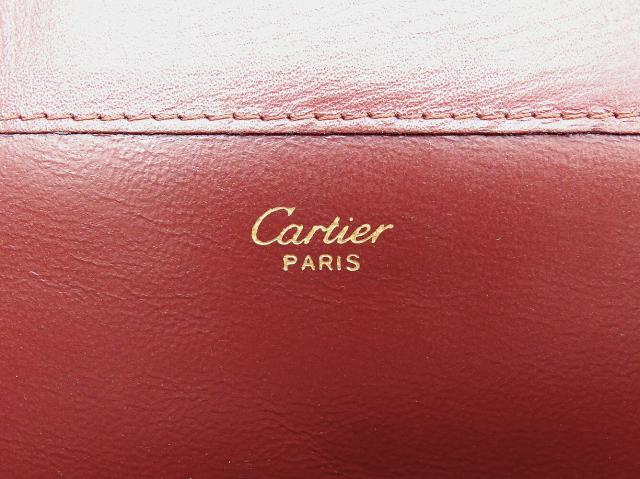 【30％OFF★土日ひと休み大売り出し】カルティエ CARTIER クラッチバッグマストライン ボルドーワイン ゴールド レディース 中古