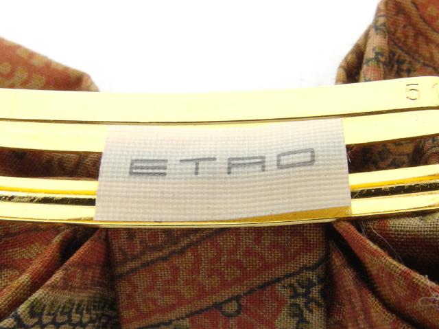 【30％OFF★週末タイムSALE】エトロ ETRO バレッタペイズリー リボン ベージュ ブラウン系 レディース 中古_4