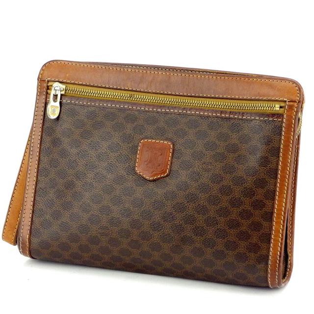 【BIGお買い物ラリー★30%OFFセール中】セリーヌ CELINE クラッチバッグマカダム ブラウン ベージュ レディース 中古
